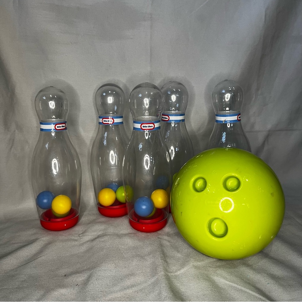 Little Tikes Tot Sports Green Bowling Set 1 Ball 5 Pins Set Toddler Kids VINTAGE